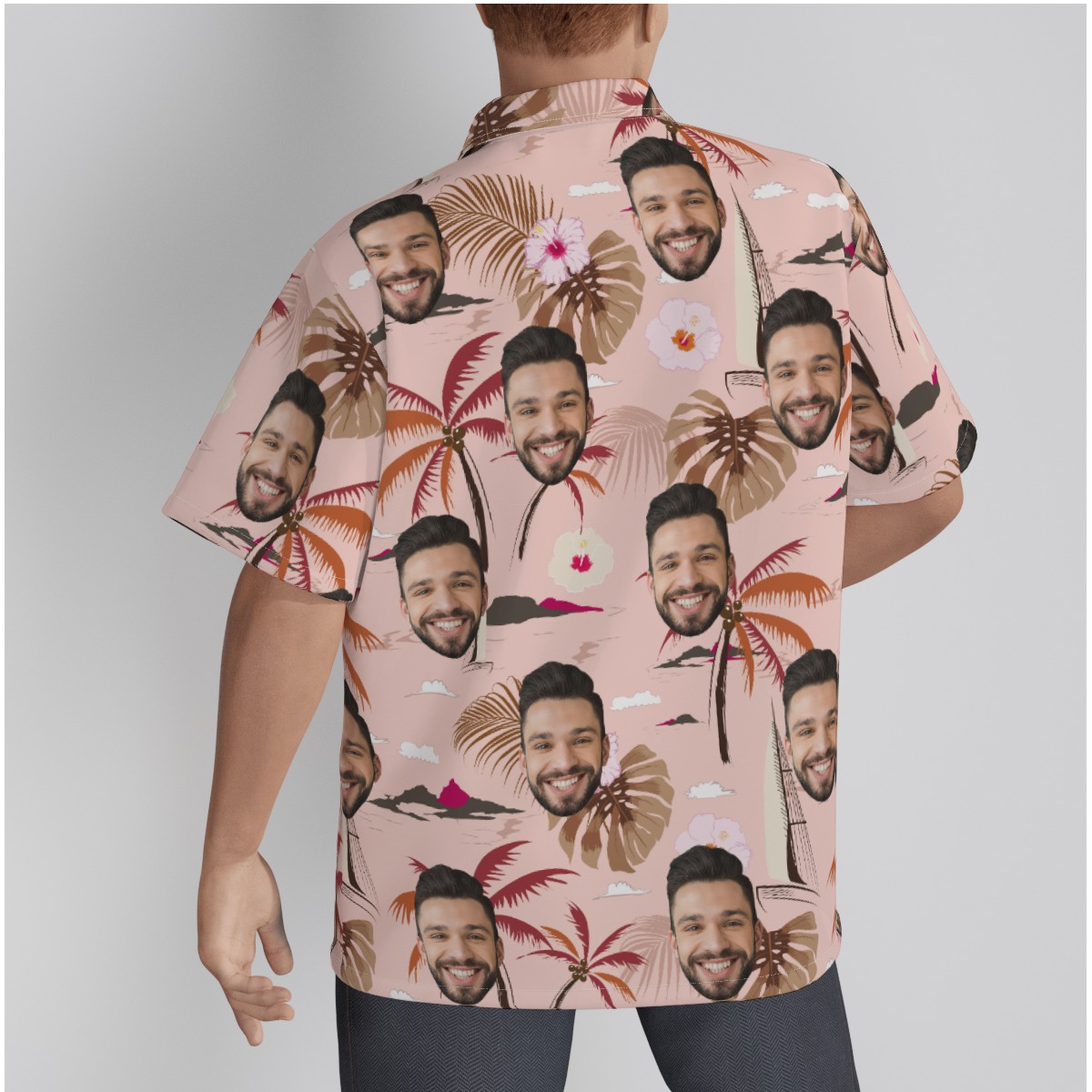 Palm Tree Beach Themed Hawaiian Shirt With Custom Face