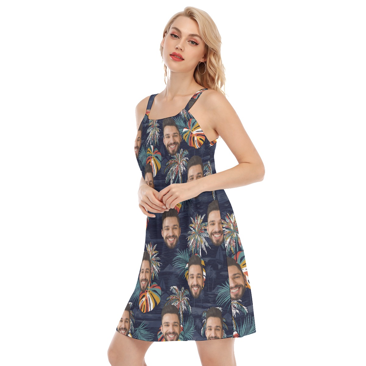 Funny Palm Treen Women's Cami Dress With Custom Face