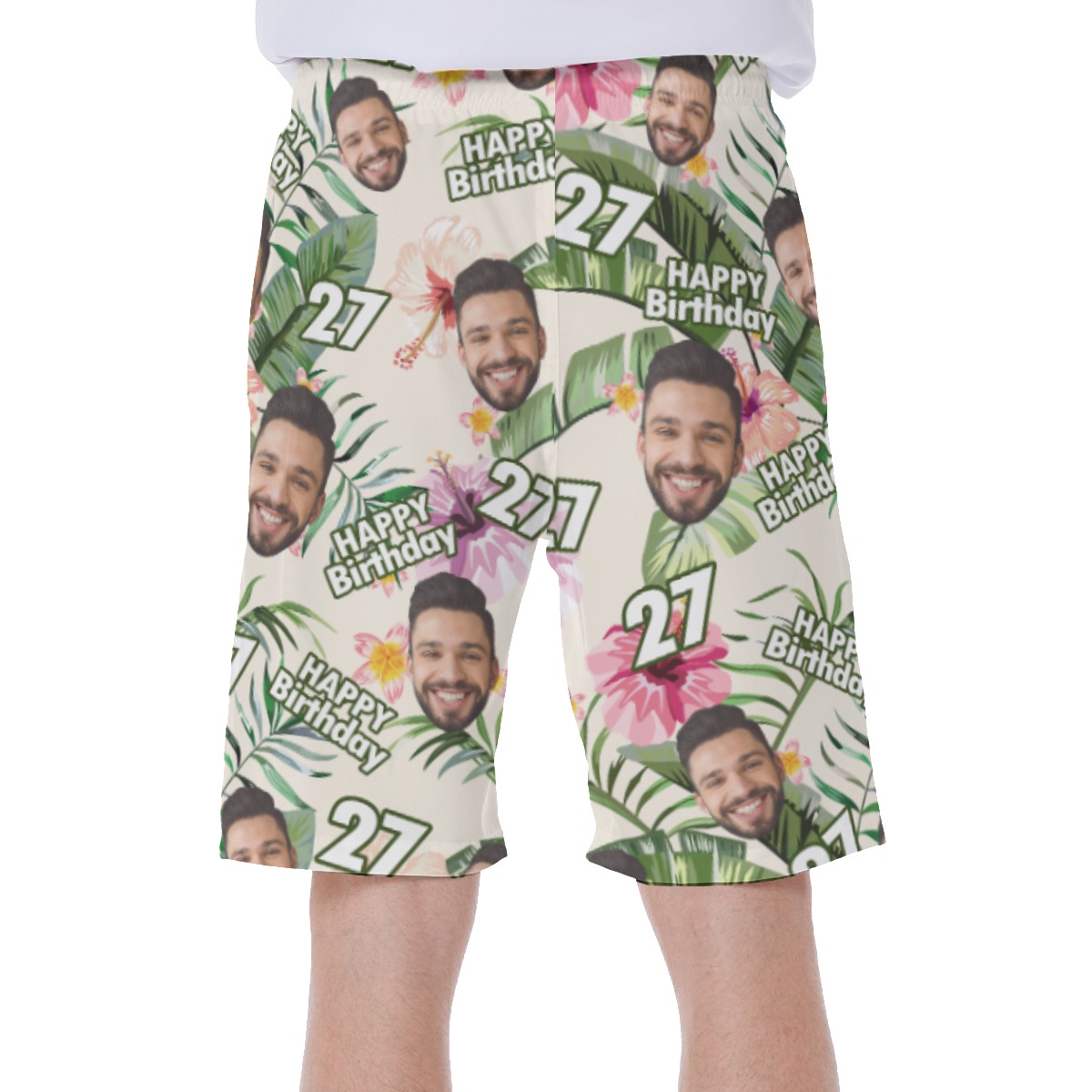Happy Birthday Custom Face Aloha Summer Swim Trunks
