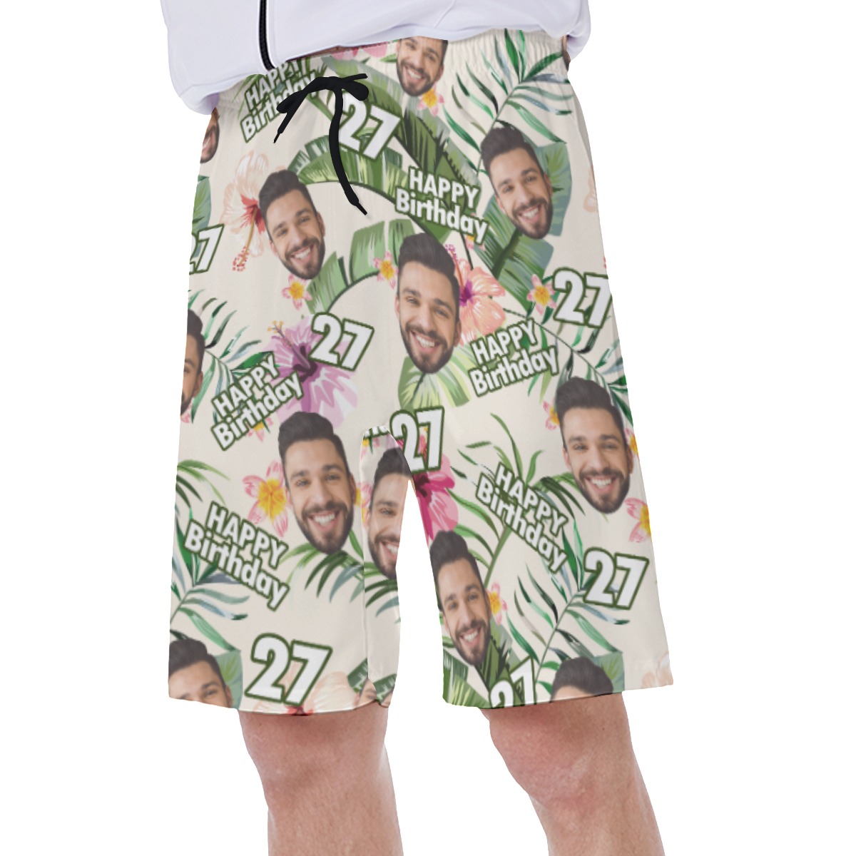 Happy Birthday Custom Face Aloha Summer Swim Trunks