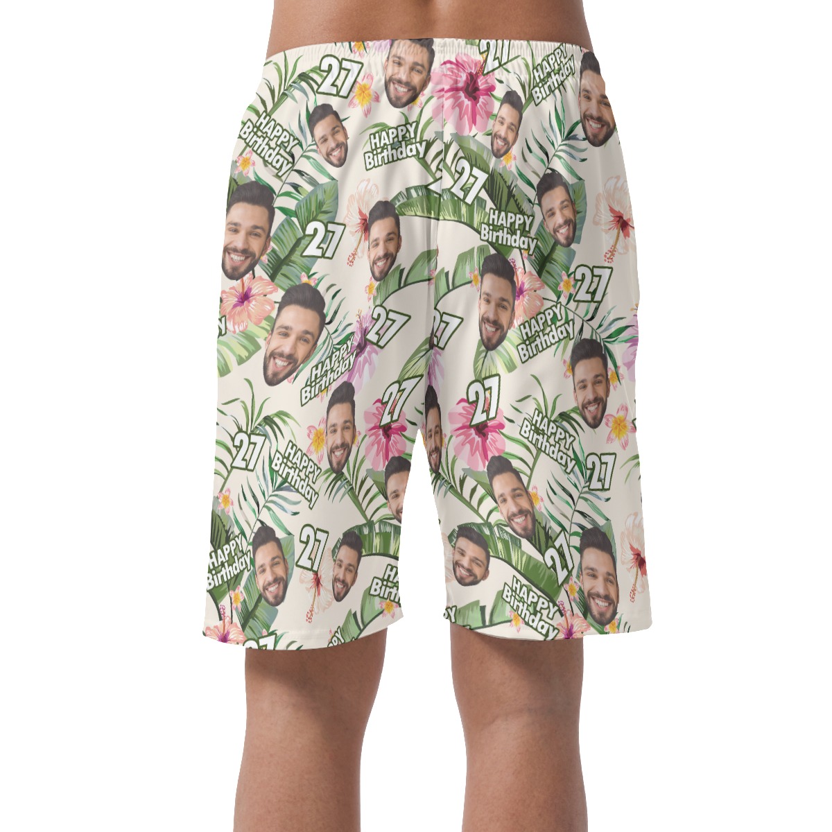 Customize Birthday Floral Hawaiian Summer Beach Shorts With Face And Age