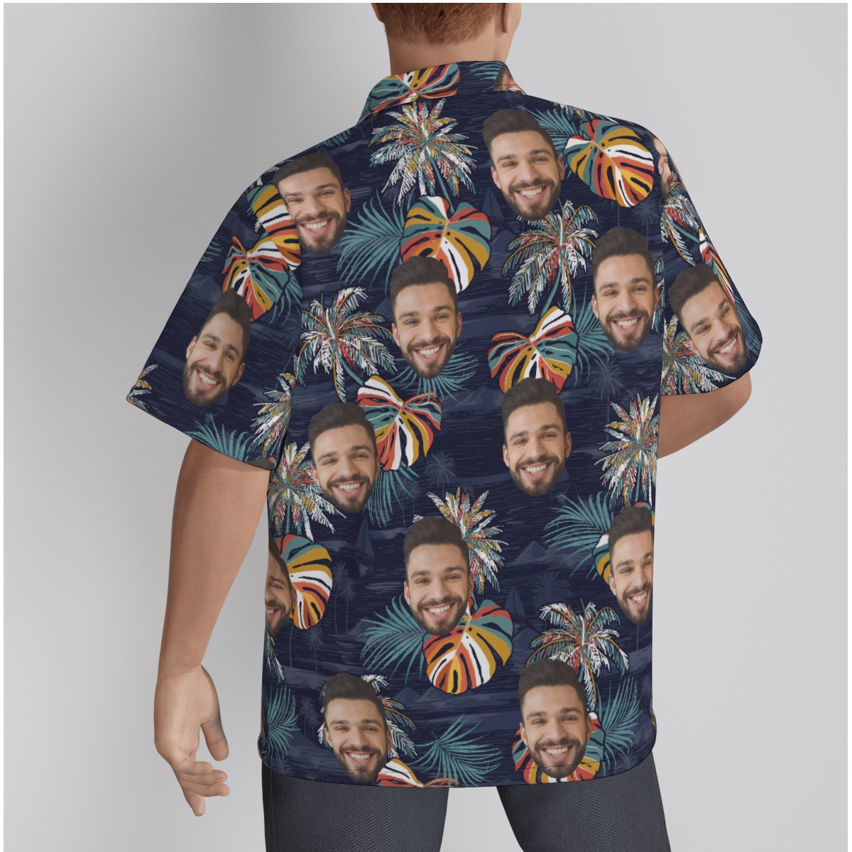 Colorful Palm Tree Custom Face Hawaiian Shirt