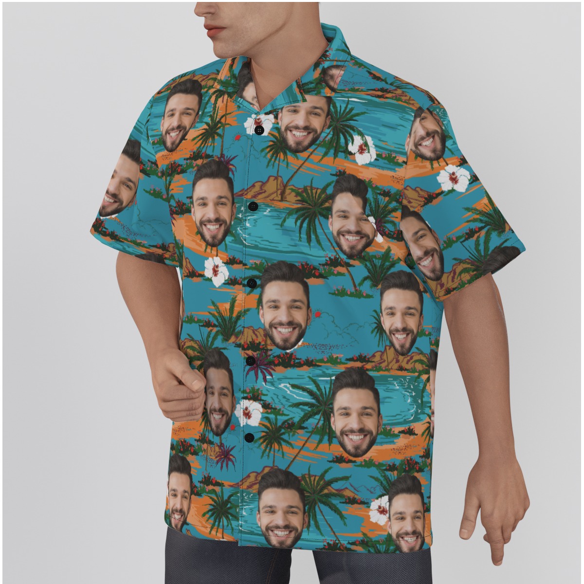 Beach Island Men's Hawaiian Shirt With Custom Face