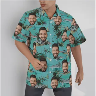 Palm Tree Island Hawaiian Shirt With Custom Face