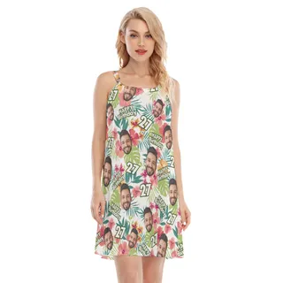 Funny Custom Face Birthday Hibicus Hawaiian Summer Dress