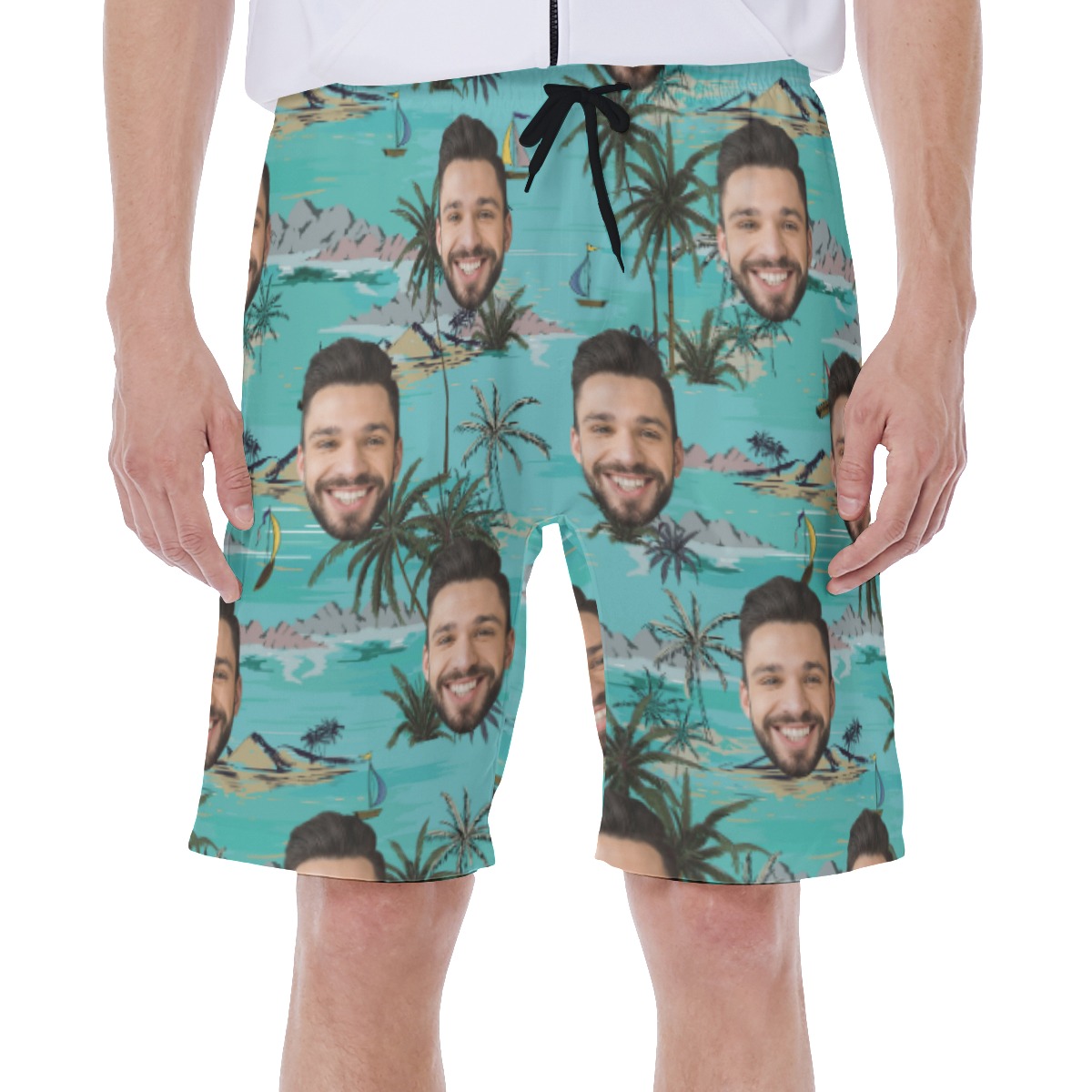 Palm Tree Island Hawaiian Swim Trunks For Men - variant image 1