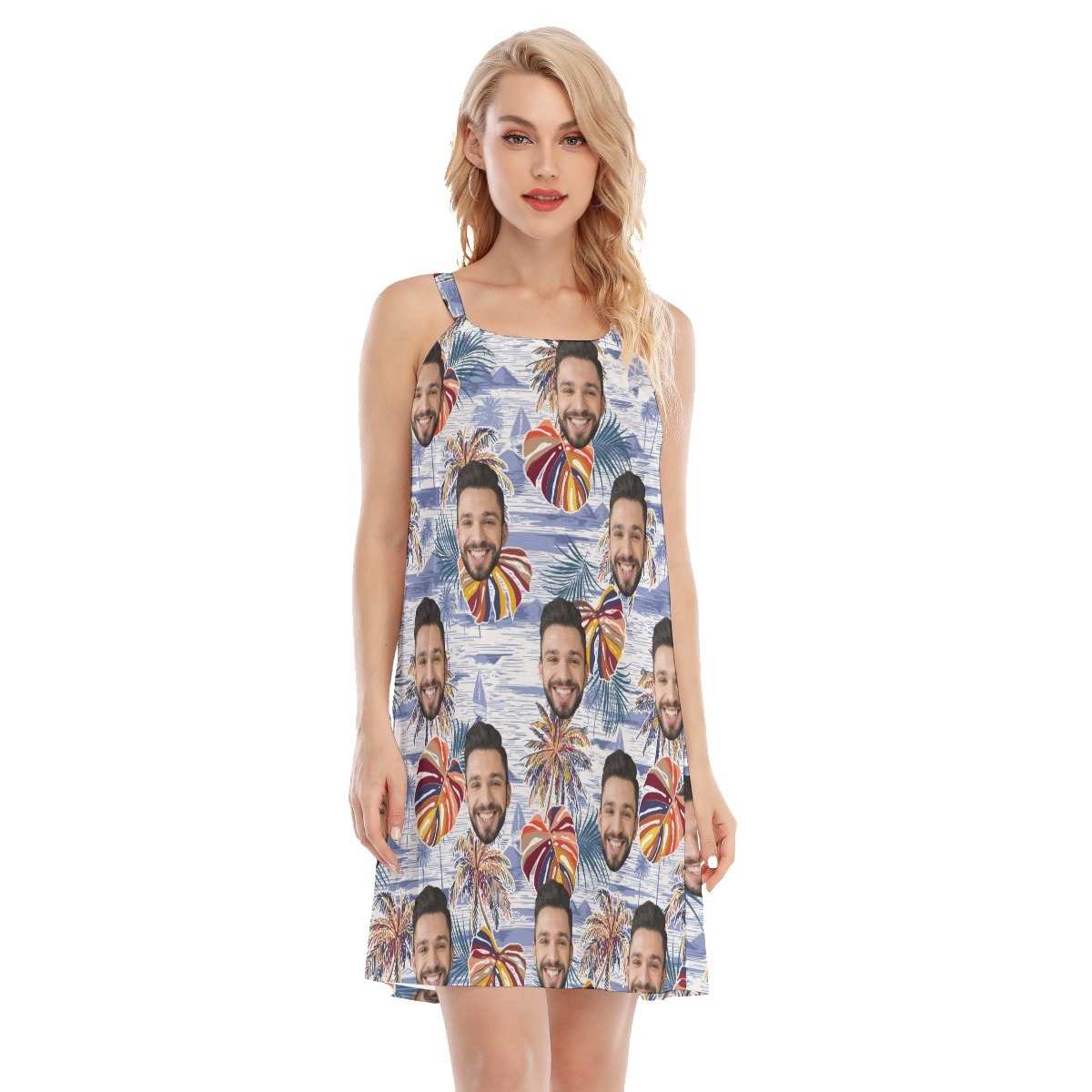 Vintage Palm Tree Custom Face Cami Dress - variant image 1