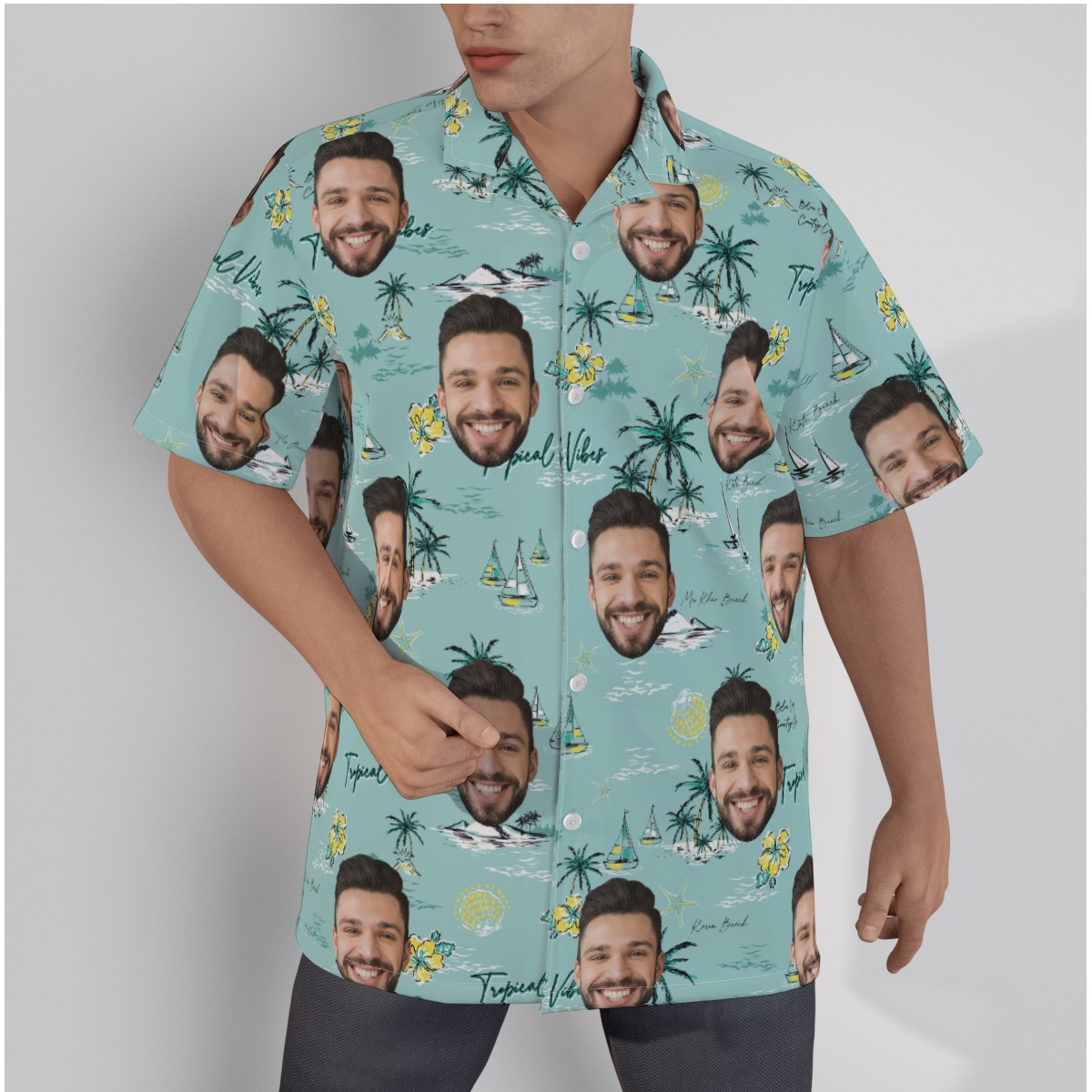 Tropical Vibes Hawaiian Shirt With Custom Face - variant image 1