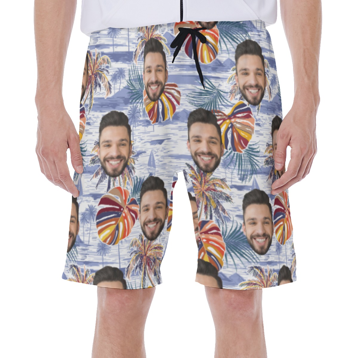 Vintage Palm Tree Custom Face Men's Swim Trunks - variant image 1