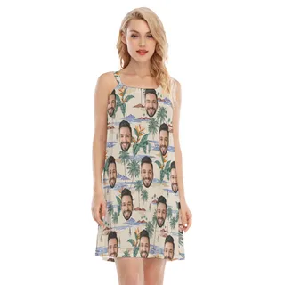 Vintage Beach Cami Dress With Custom Face