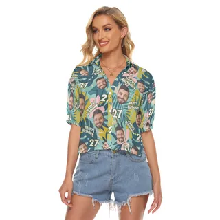 Custom Face Happy Birthday Tropical Hawaiian Crop Top Shirt