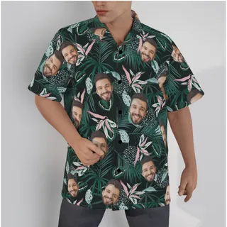 Tropical Green Hawaiian Shirt With Custom Face