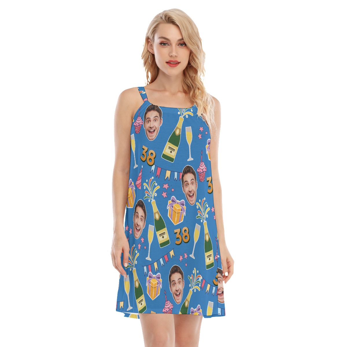 Custom Face Birthday Party Hawaiian Cami Dress - variant image 1