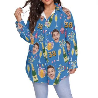 Funny Custom Birthday Hawaiian Plus Size Shirt With Face And Age
