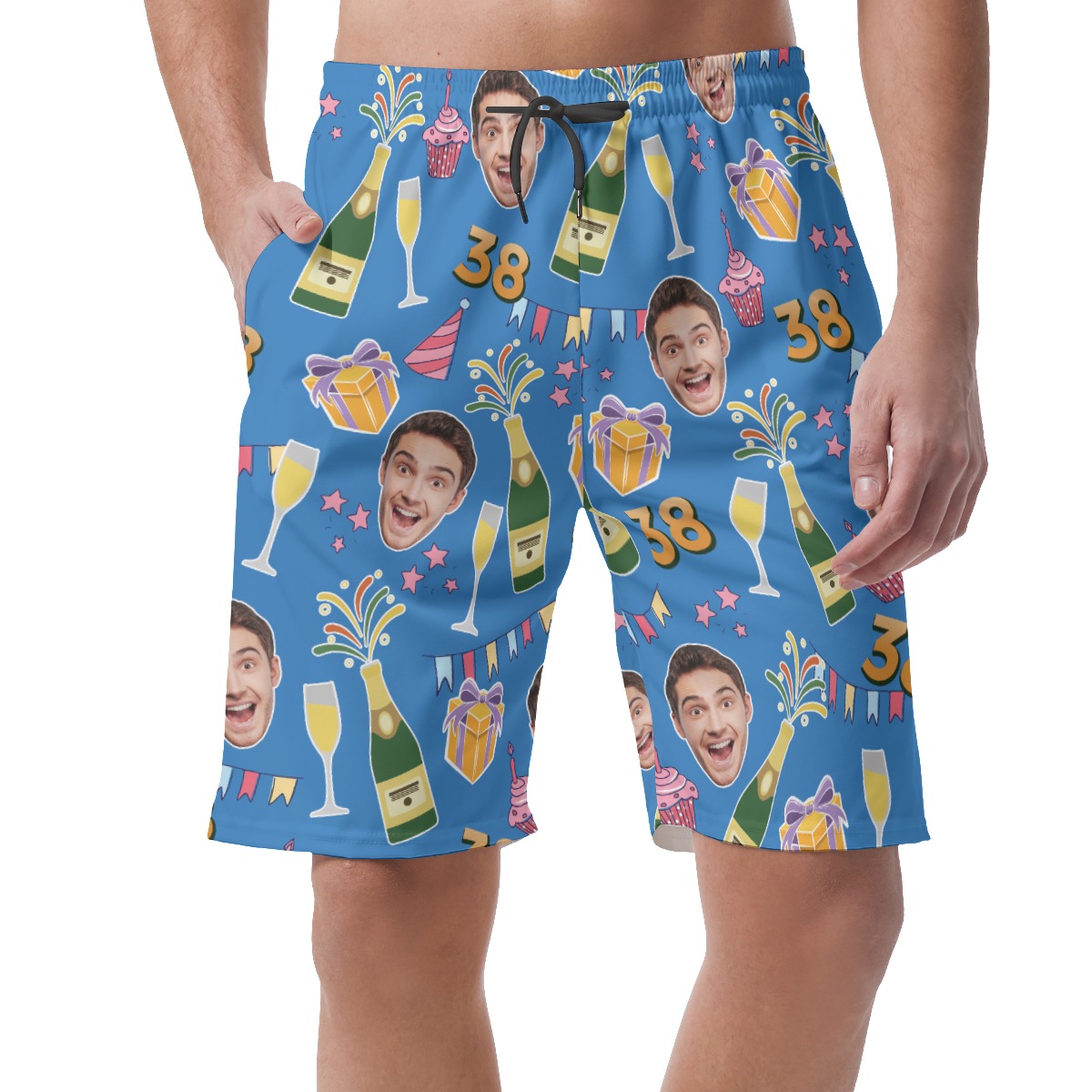 Funny Custom Birthday Hawaiian Shorts With Face And Age - variant image 1