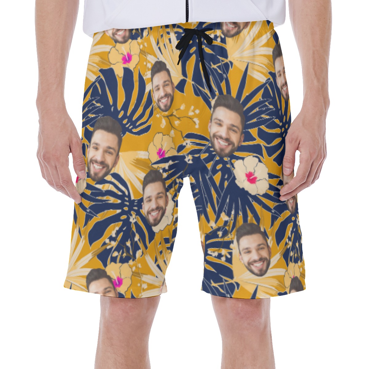 Unique Yellow Hawaiian Shorts With Custom Face - variant image 1