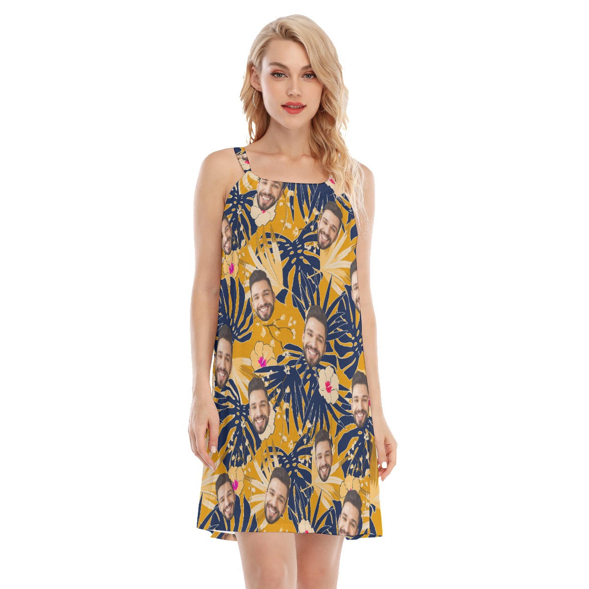 Yellow Tropical Hawaiian Cami Dress - variant image 1