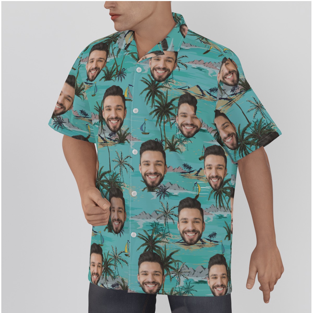Palm Tree Island Hawaiian Shirt With Custom Face