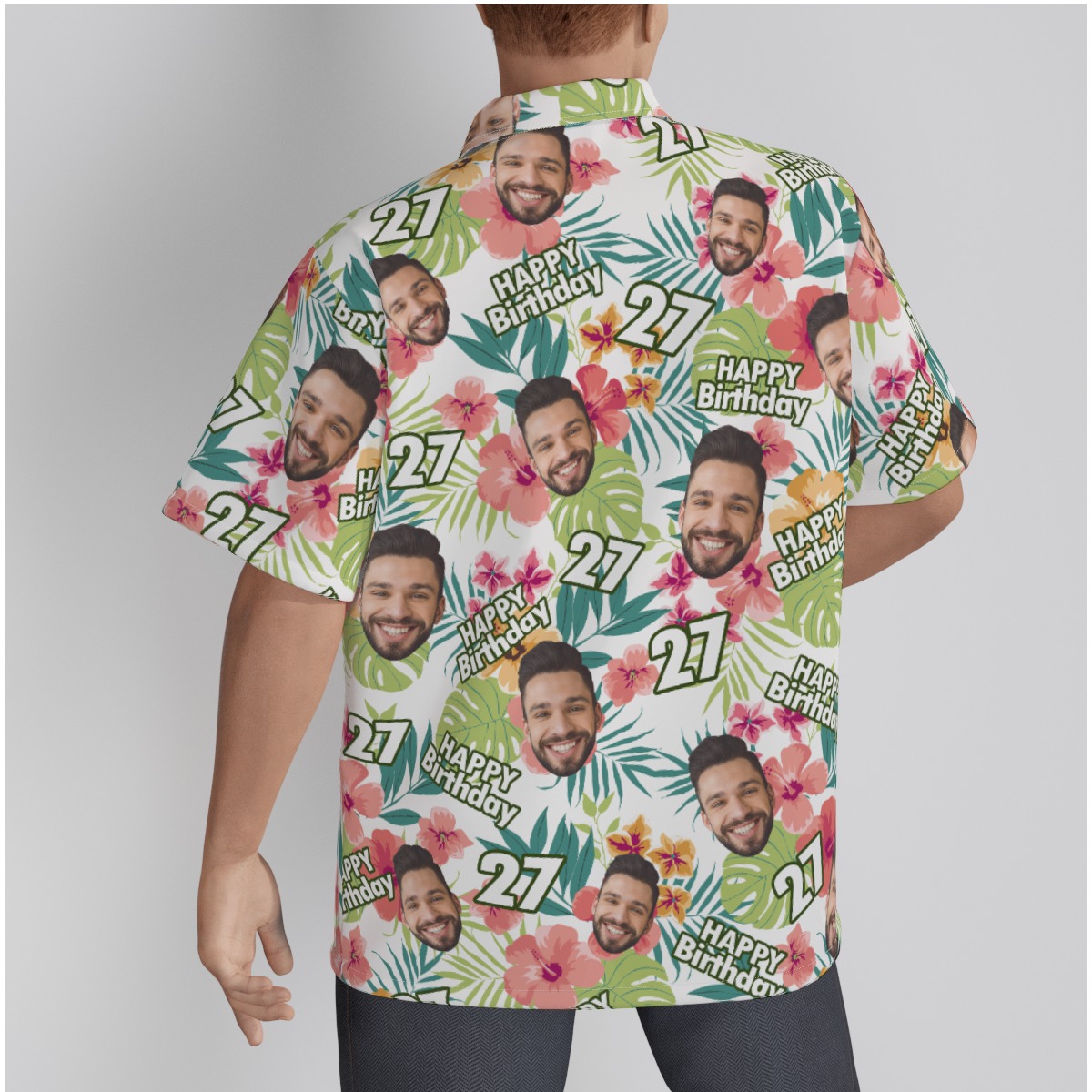 Custom Face Happy Birthday Hibicus Hawaiian Shirt