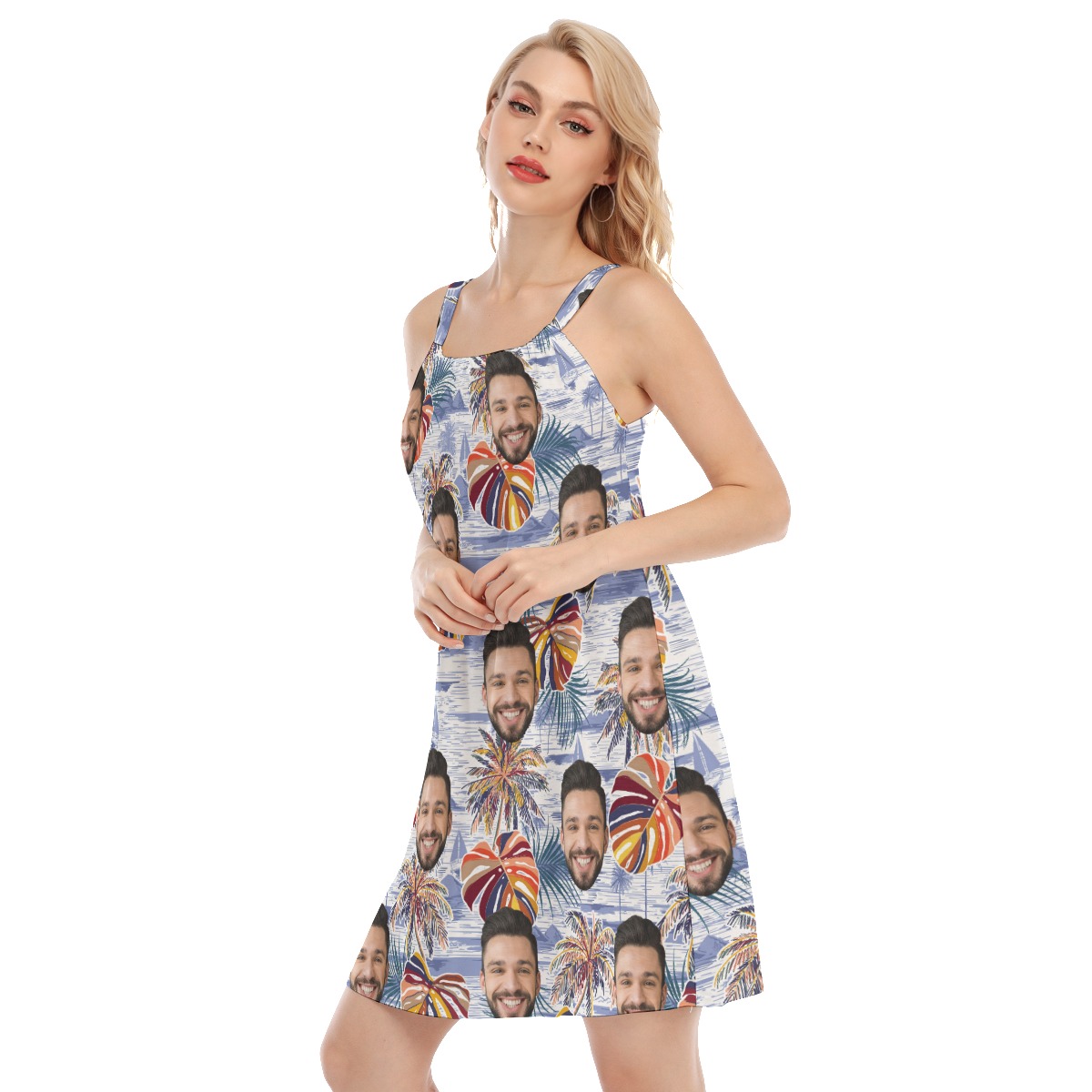 Vintage Palm Tree Custom Face Cami Dress