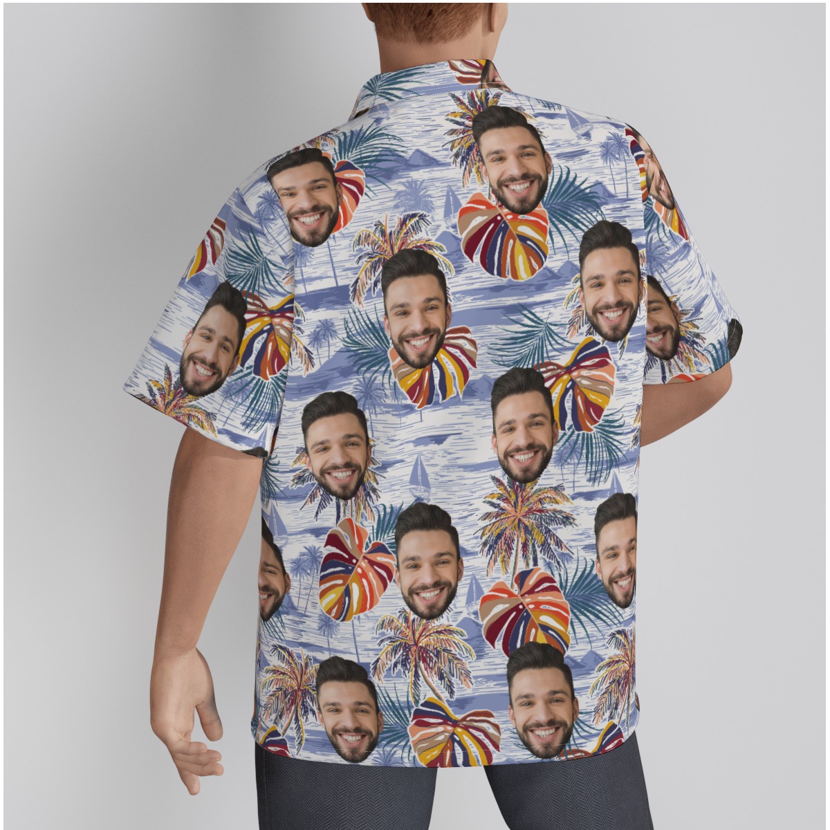 Vintage Palm Tree Custom Face Hawaiian Shirt