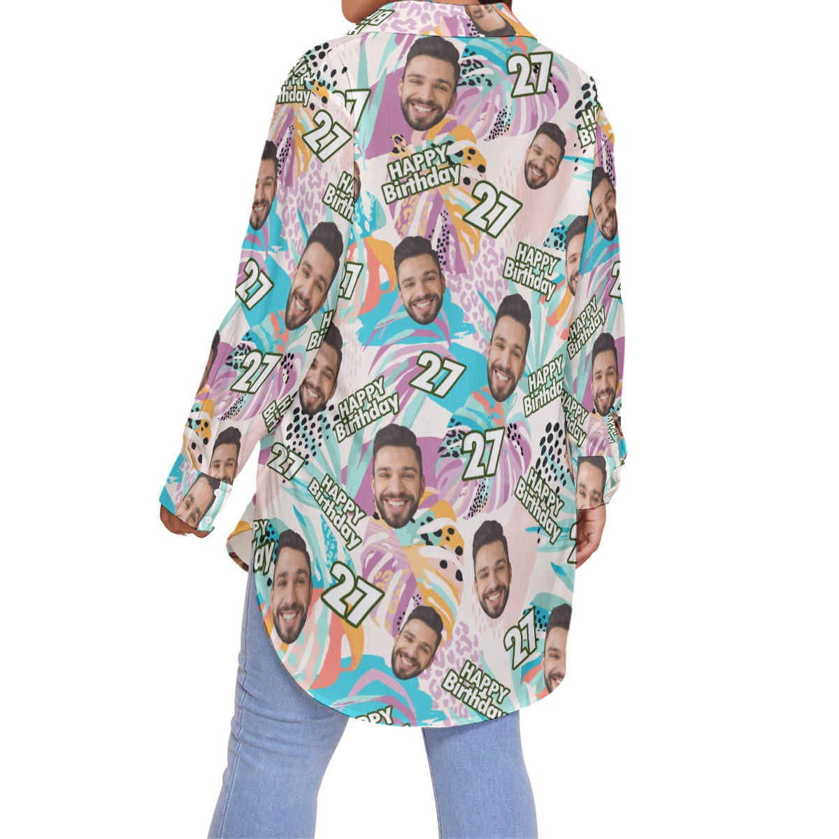 Funny Custom Face Happy Birthday Tripical Hawaiian Plus Size Shirt