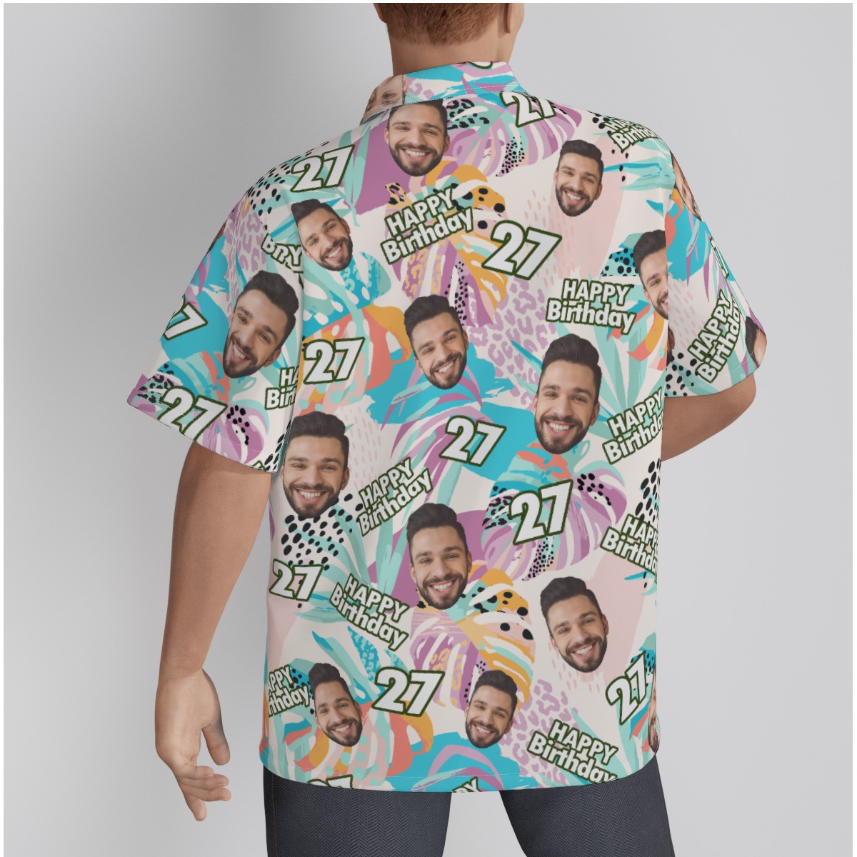 Tropical Custom Face Happy Birthday Hawaiian Shirt