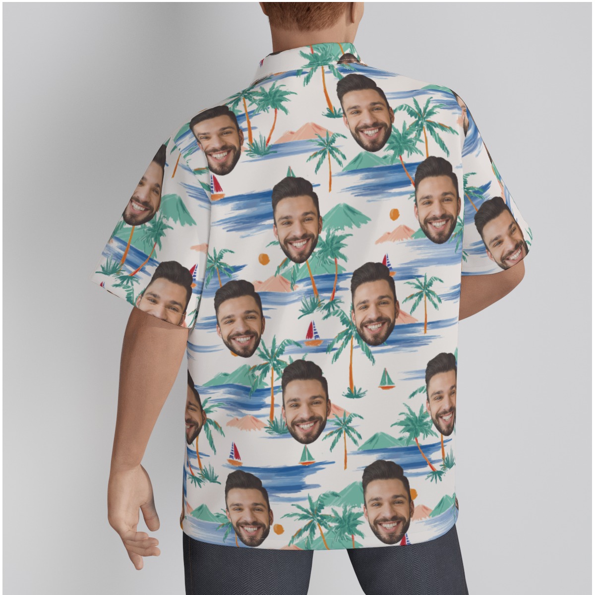 Palm Tree Beach Hawaiian Shirt With Custom Face