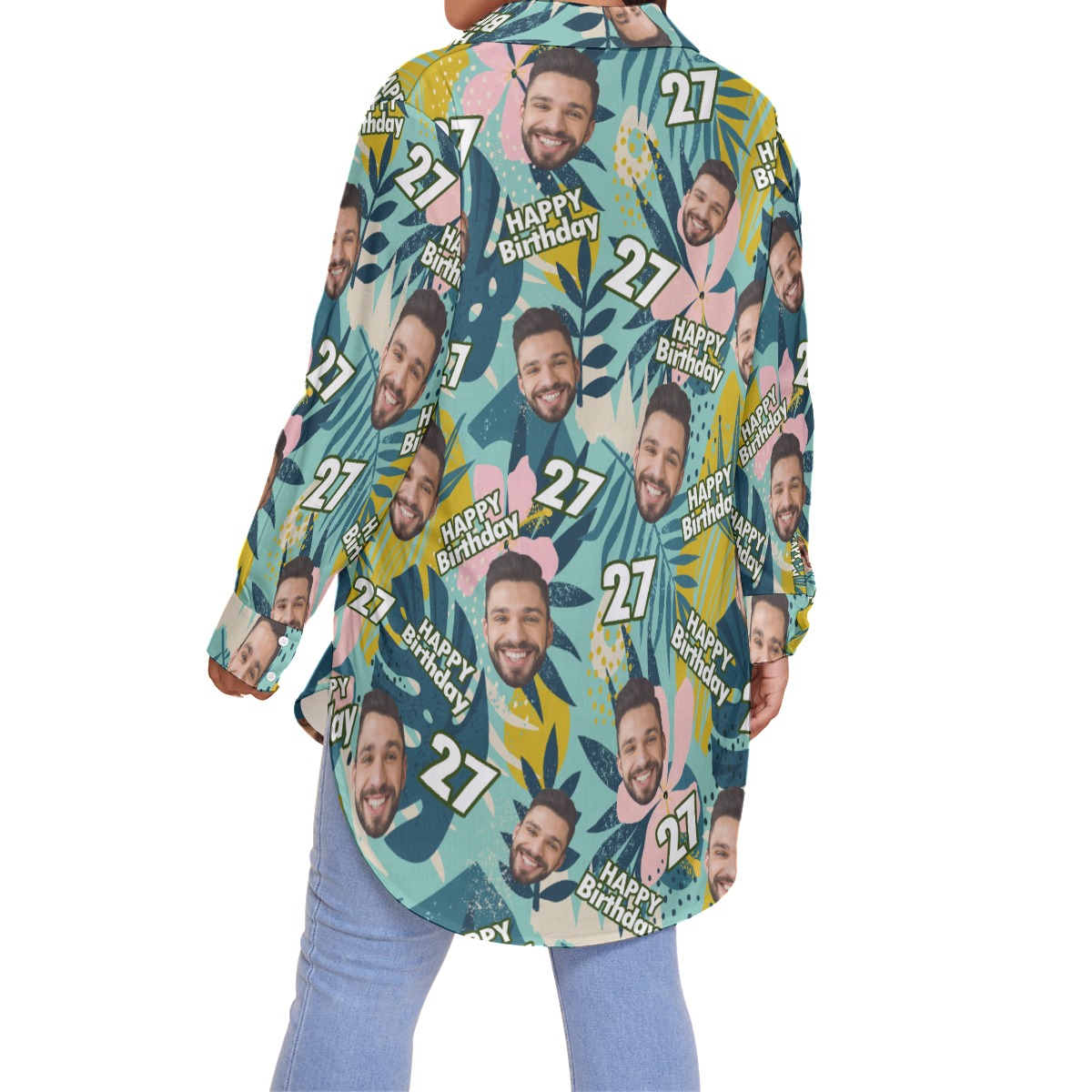 Tropical Custom Face Birthday Women's Hawaiian Plus Size Shirt