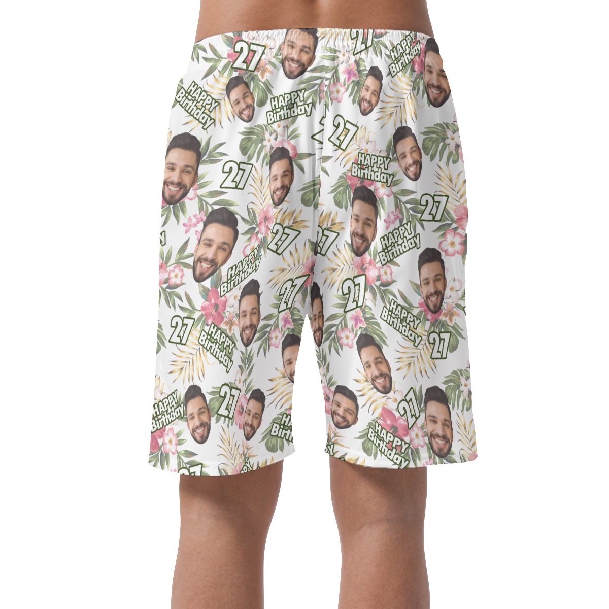 Custom Face Happy Birthday Summer Beach Shorts For Men