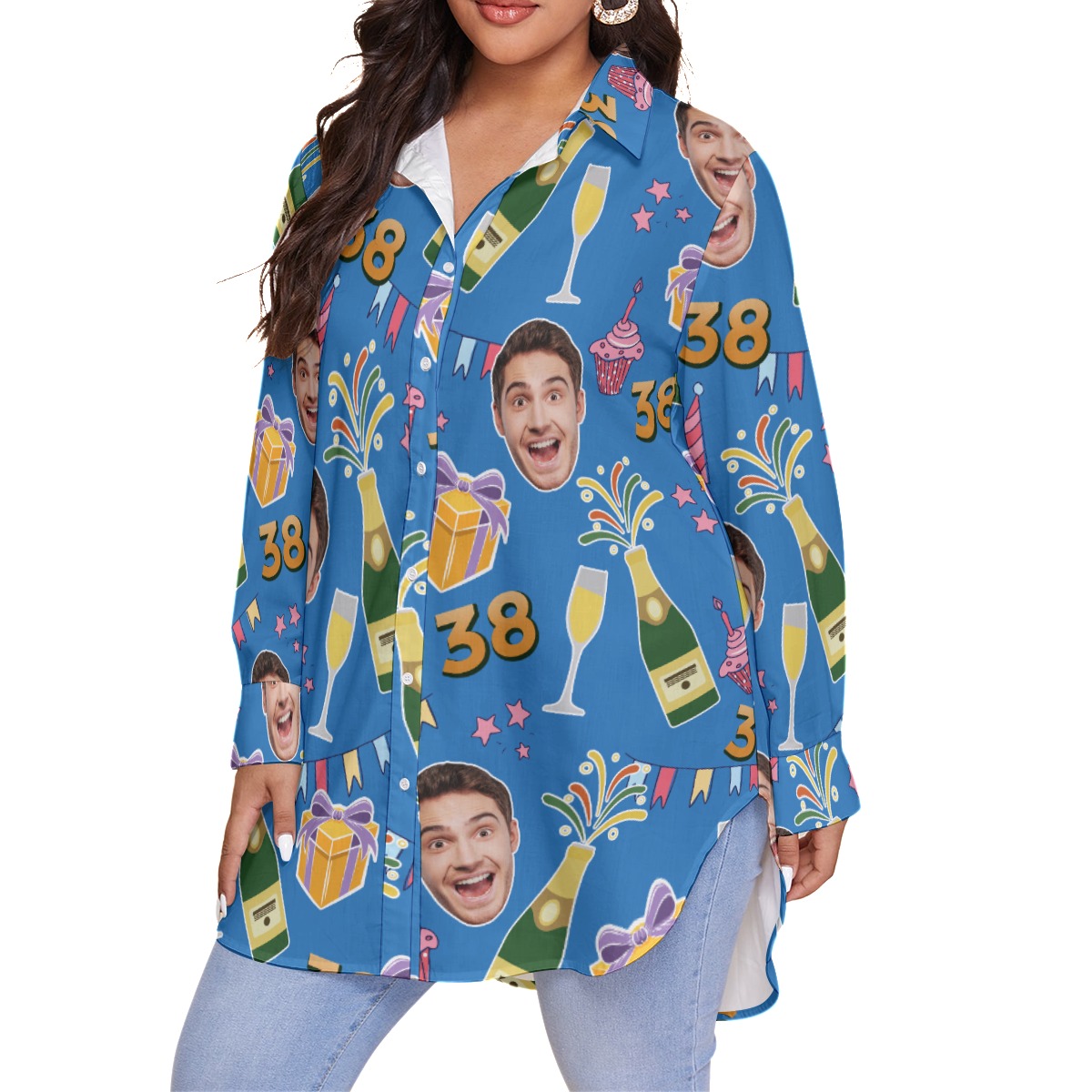 Funny Custom Birthday Hawaiian Plus Size Shirt With Face And Age