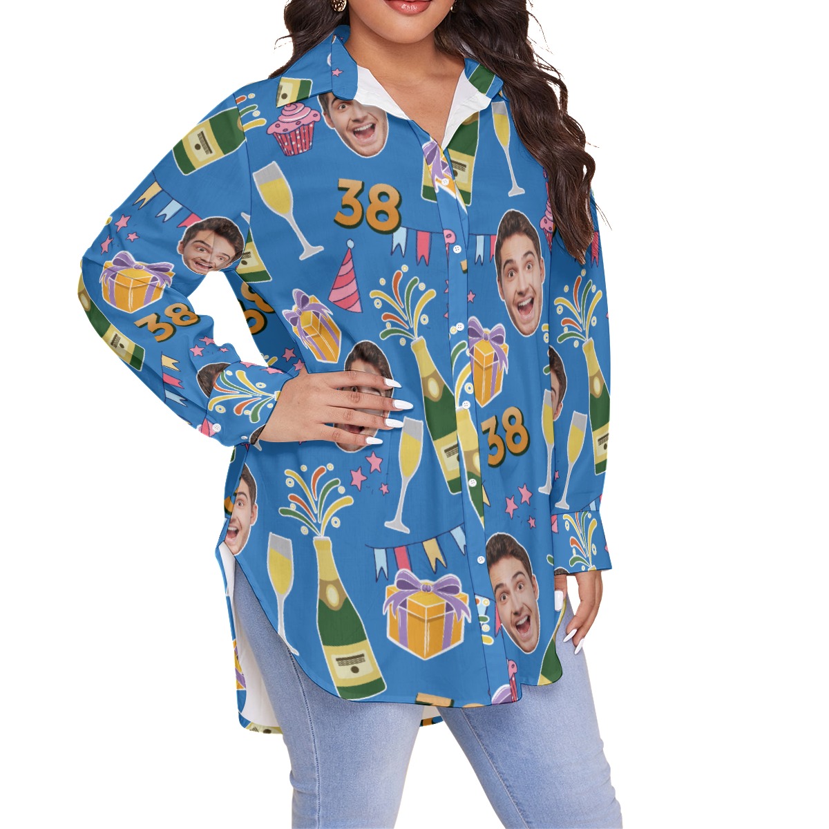 Funny Custom Birthday Hawaiian Plus Size Shirt With Face And Age
