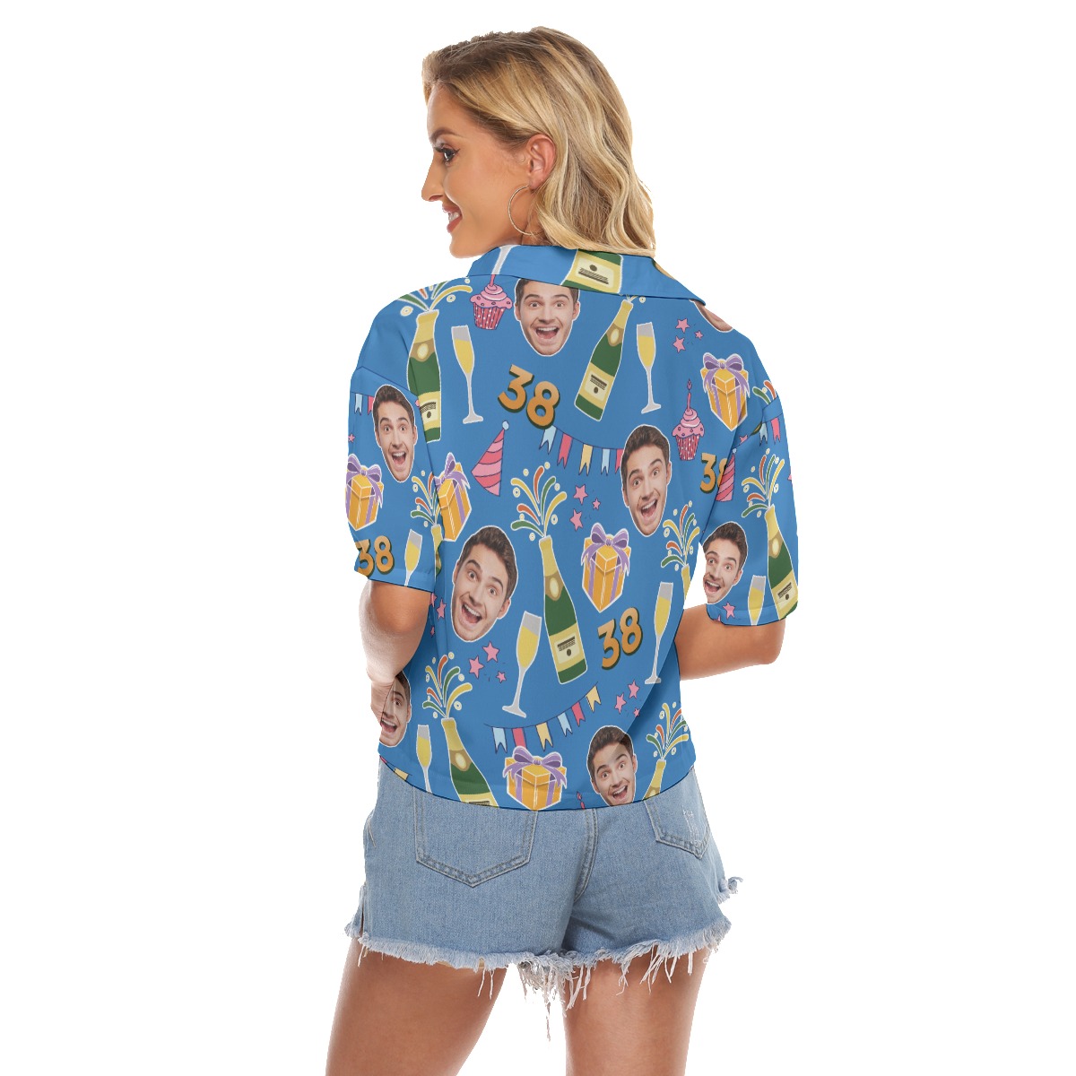 Funny Custom Face Birthday Women's Aloha Crop Top Shirt
