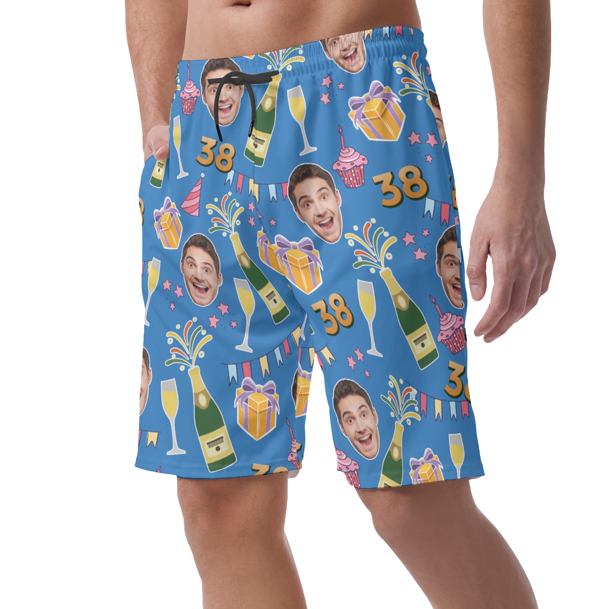 Funny Custom Birthday Hawaiian Shorts With Face And Age