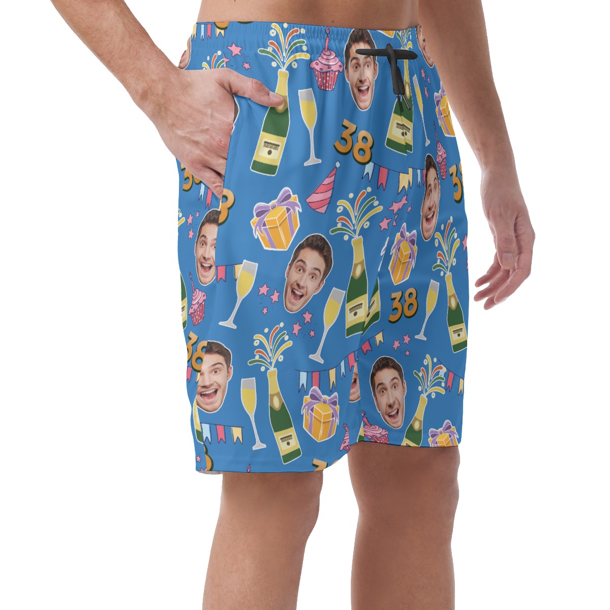 Funny Custom Birthday Hawaiian Shorts With Face And Age