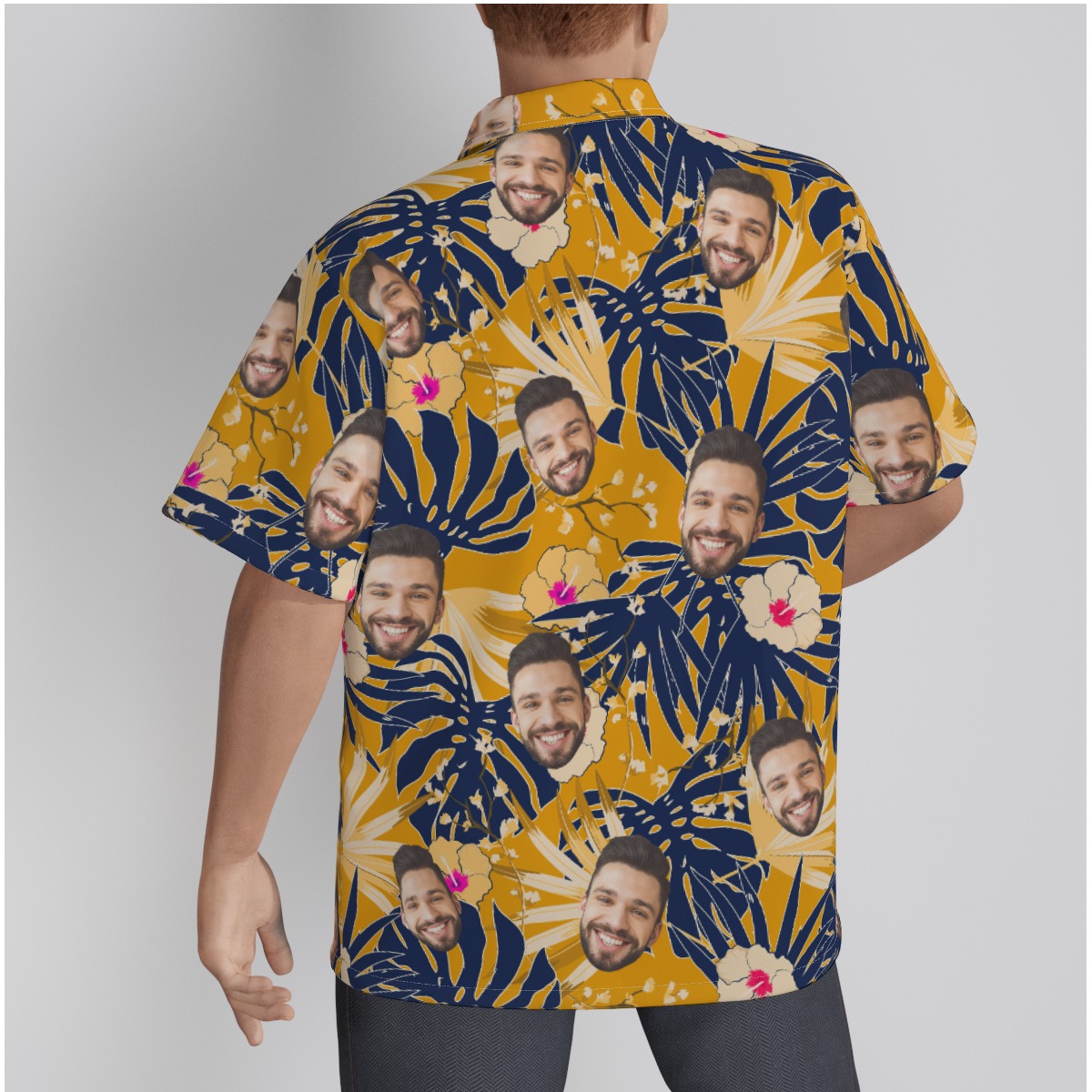 Tropical Leaf Yellow Hawaiian Shirt With Custom Face