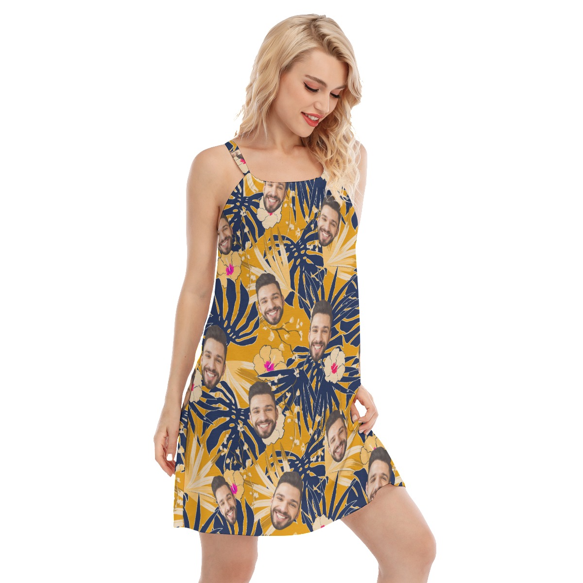 Yellow Tropical Hawaiian Cami Dress