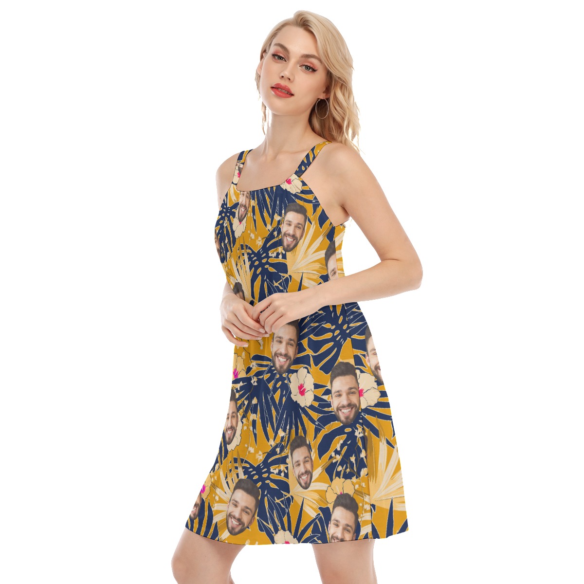Yellow Tropical Hawaiian Cami Dress