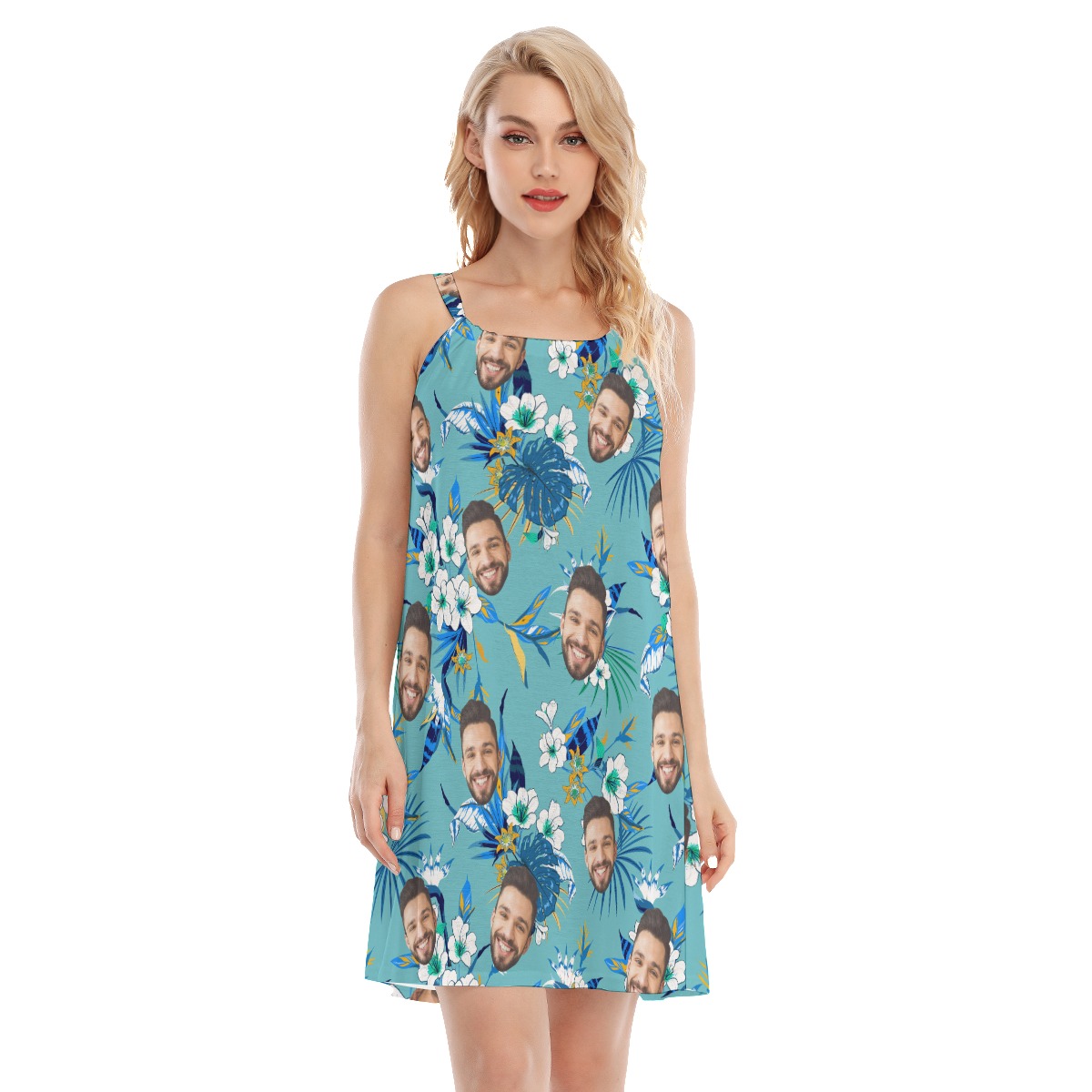 Unique Blue Cami Dress With Custom Face - variant image 1