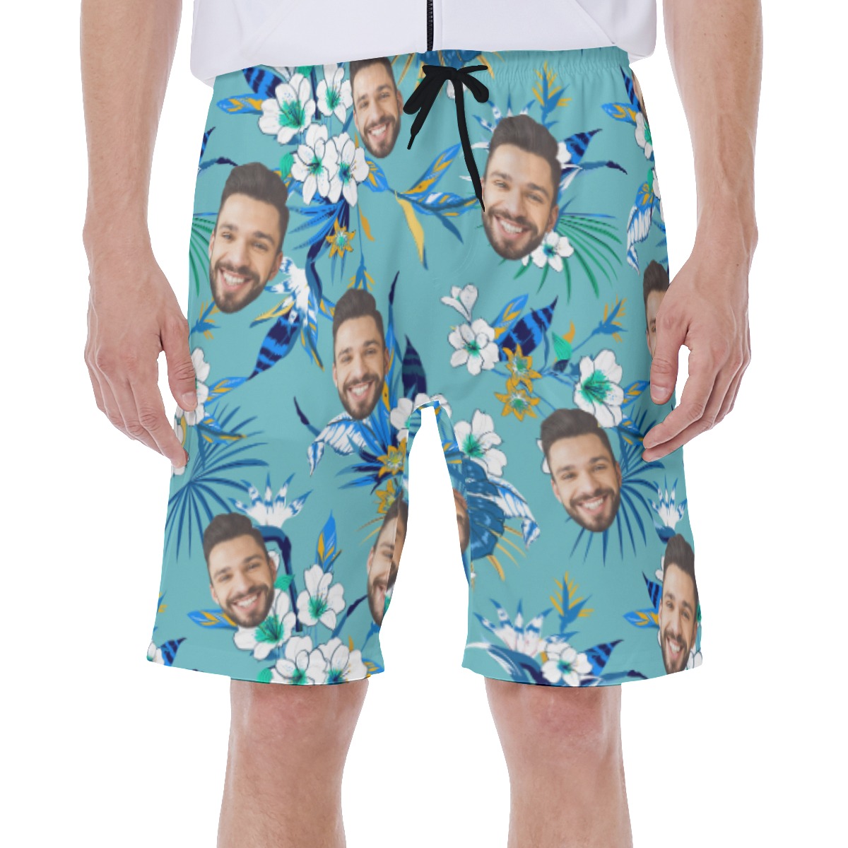 Blue Men's Swim Trunks With Multi Custom Face - variant image 1