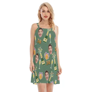 Custom Face And Age Birthday Hawaiian Cami Dress For Women