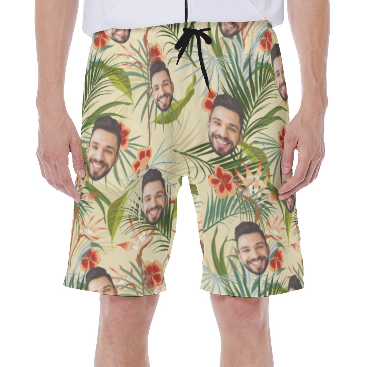 Funny Vintage Floral Custom Face Men's Swim Trunks - variant image 1