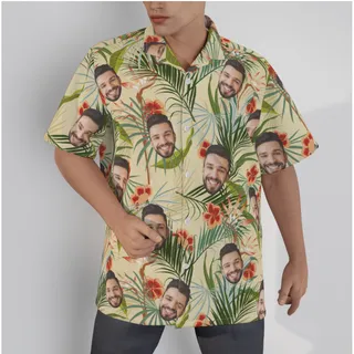 Vintage Men's Hawaiian Shirt With Custom Face
