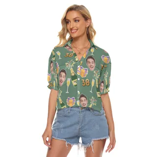 Custom Face Birthday Party Women's Crop Top Shirt