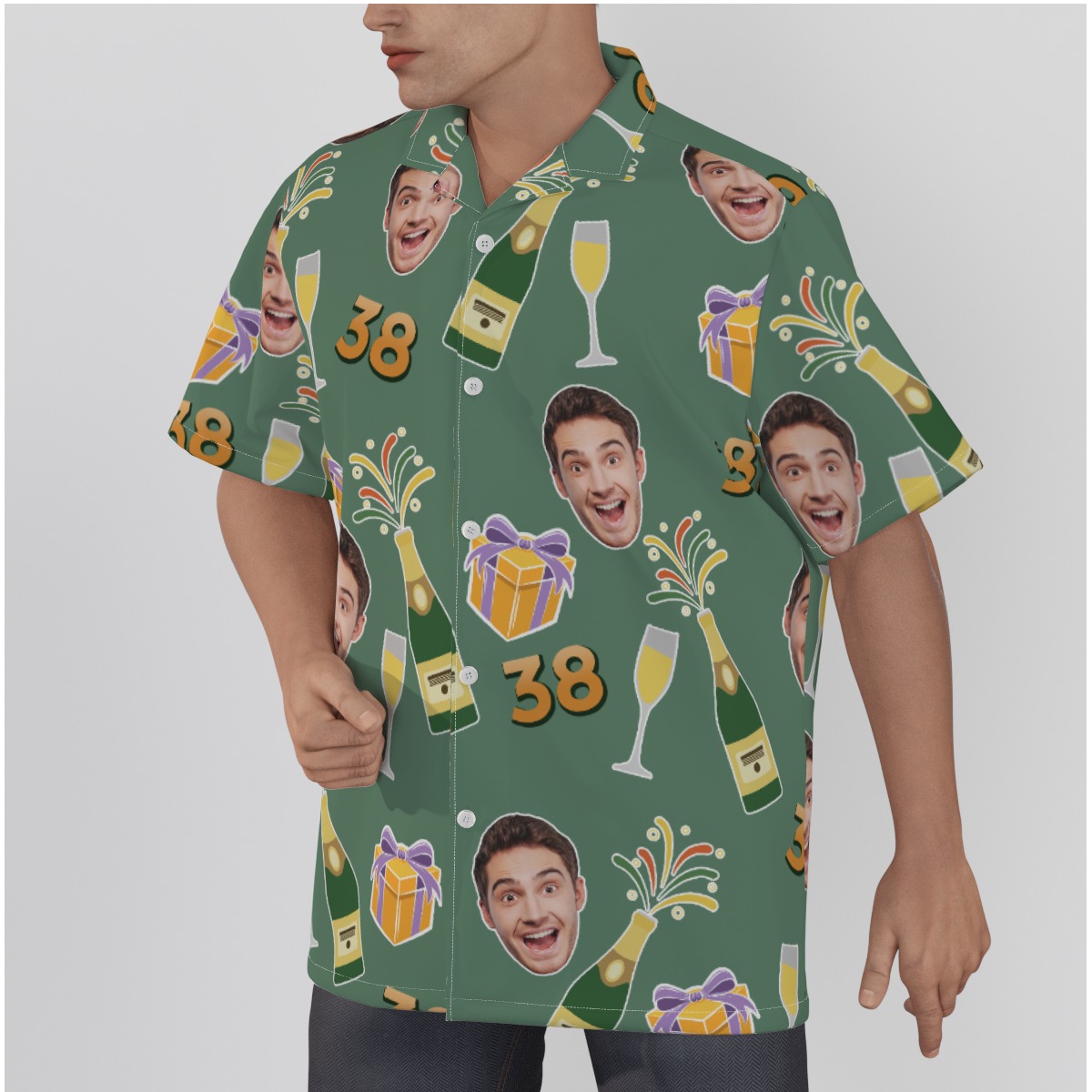 Custom Face Birthday Men's Hawaiian Shirt - variant image 1
