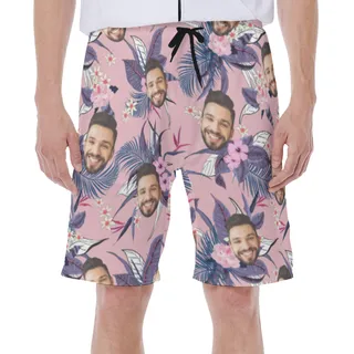 Pink Floral Men's Swim Trunks