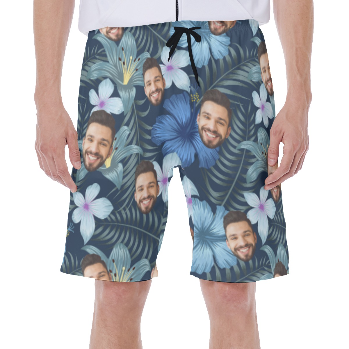 Funny Custom Face Floral Swim Trunks For Men - variant image 1