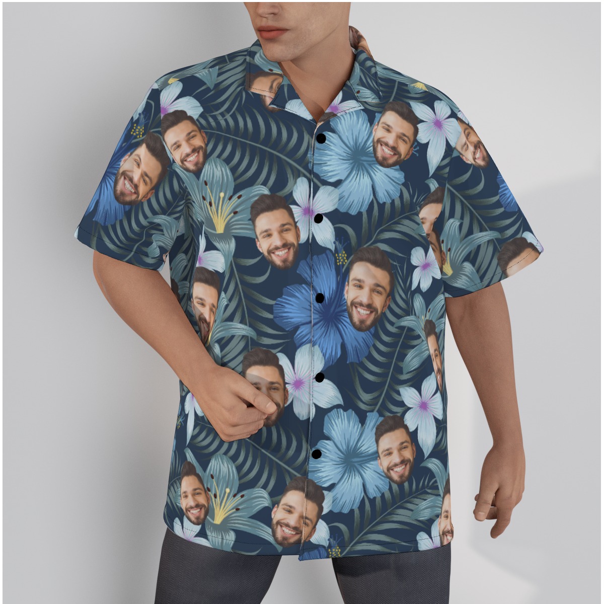 Cool Custom Face Button Up Shirt For Men - variant image 1