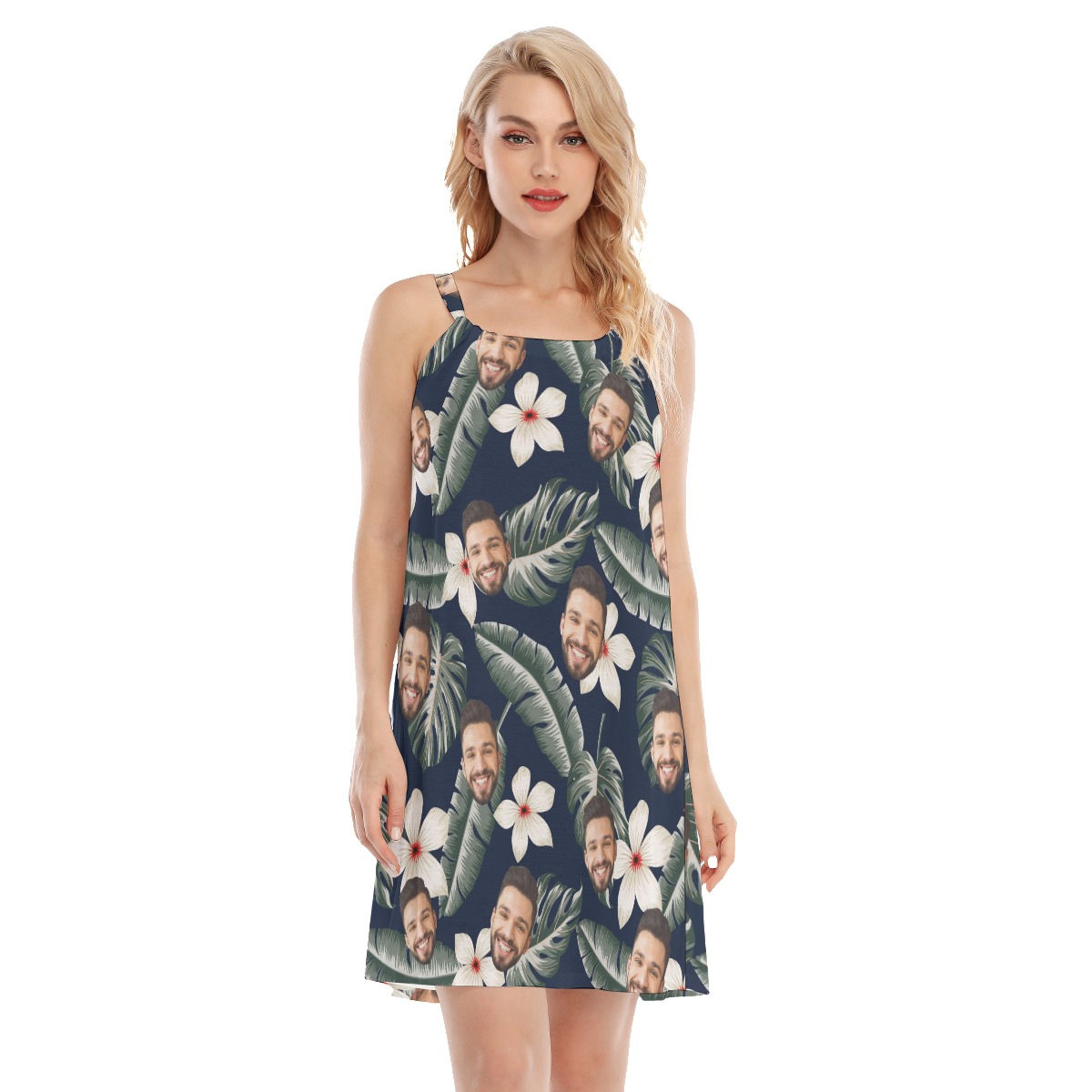 Floral Hawaiian Cami Dress With Custom Face - variant image 1