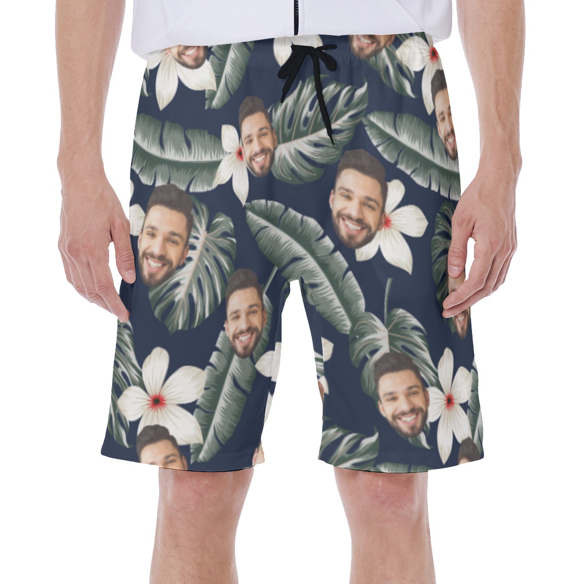 Cool Custom Face Hibiscus Men's Swimtrunk - variant image 1